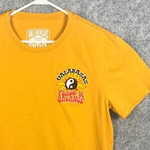 Valabasas Vintage Peace N Balance Graphic T-Shirt Men's XL Yellow Short Sleeve